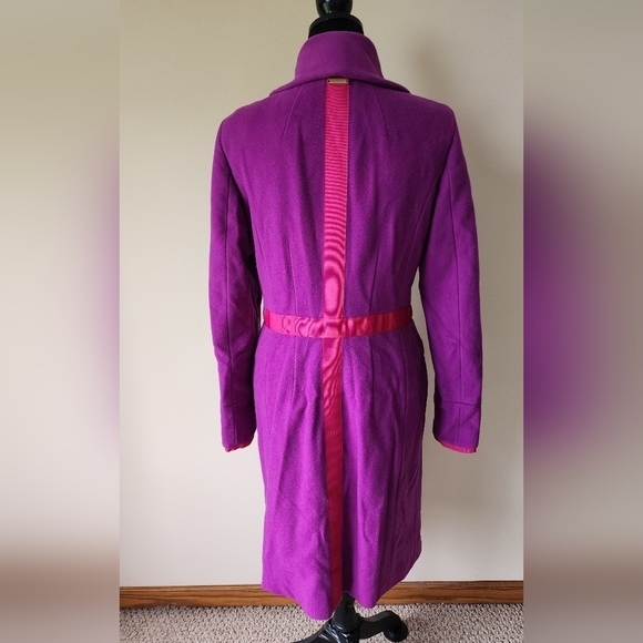 GF Ferre Purple/Pink Wool Button Front Long Coat Women's Size 28. - Picture 2 of 16